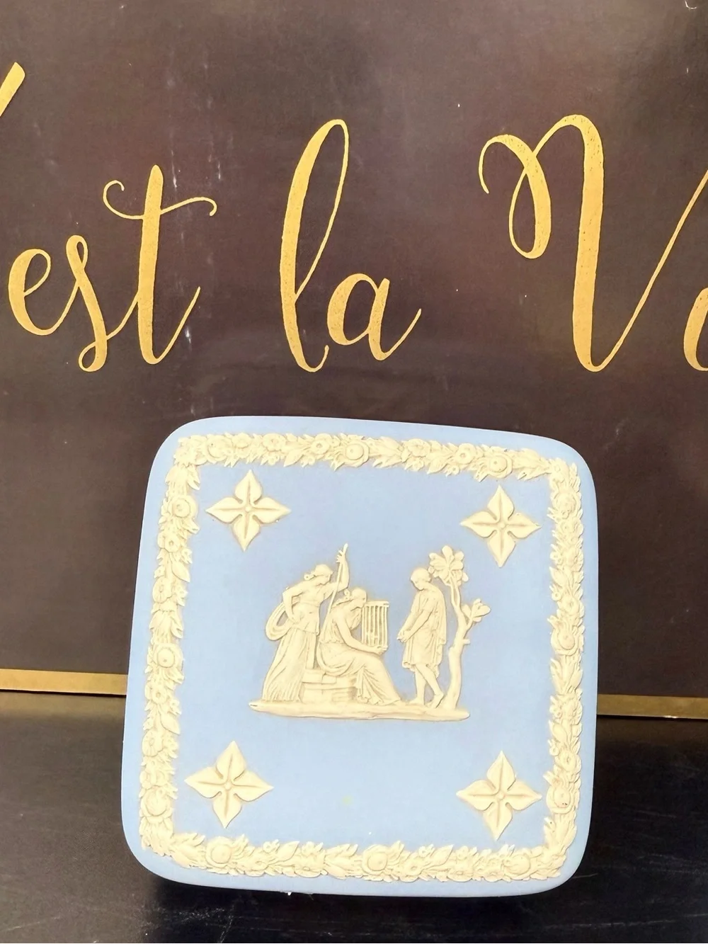 Vintage Wedgwood Jasperware Jewelry Box with Lid 1970s